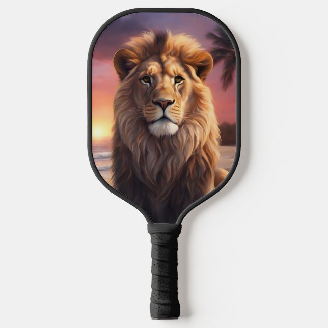 Lion on the beach pickleball paddle (Front)