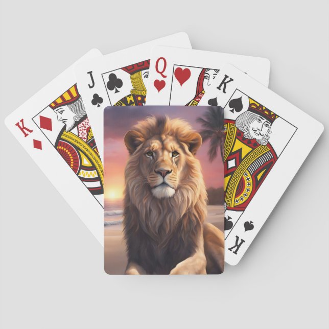 Lion on the beach playing cards (Back)