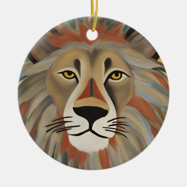 Lion Painting Ceramic Ornament (Front)