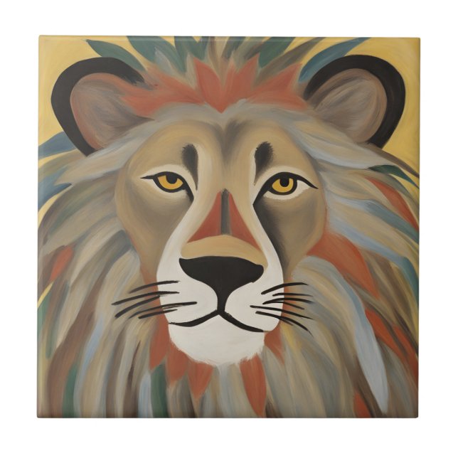 Lion Painting Ceramic Tile (Front)
