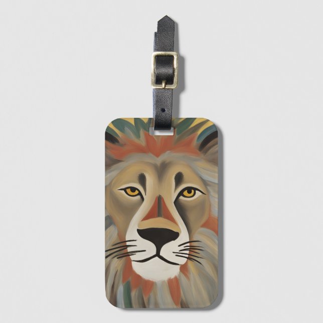 Lion Painting Luggage Tag (Front Vertical)