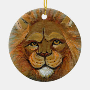 Lion painting original art judge legal law lawyers ceramic tree decoration