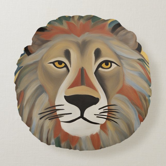 Lion Painting Round Cushion (Front)