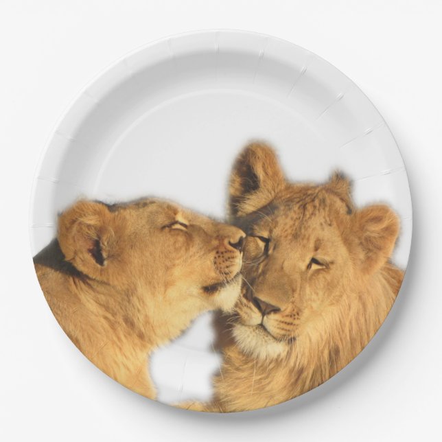 Lion Pair Paper Plates (7 or 9 inches diameter) (Front)