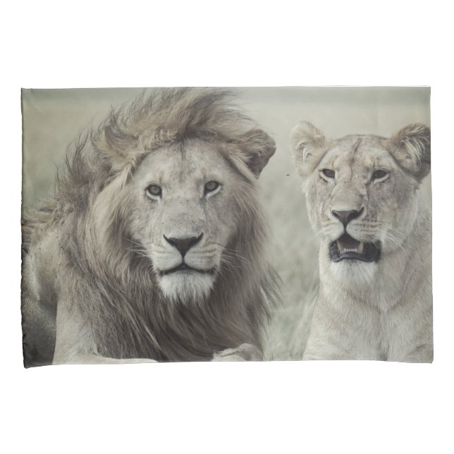 Lion Pair Pillow Cases (standard or king size) (Front-Right)