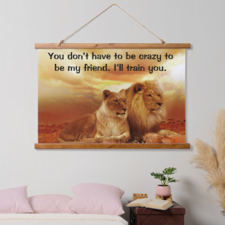 Lion Pair sitting togeather Hanging Tapestry