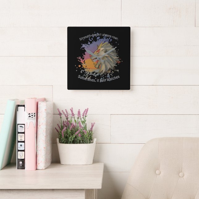 Lion Papercut Square Wall Clock (Reading Room)