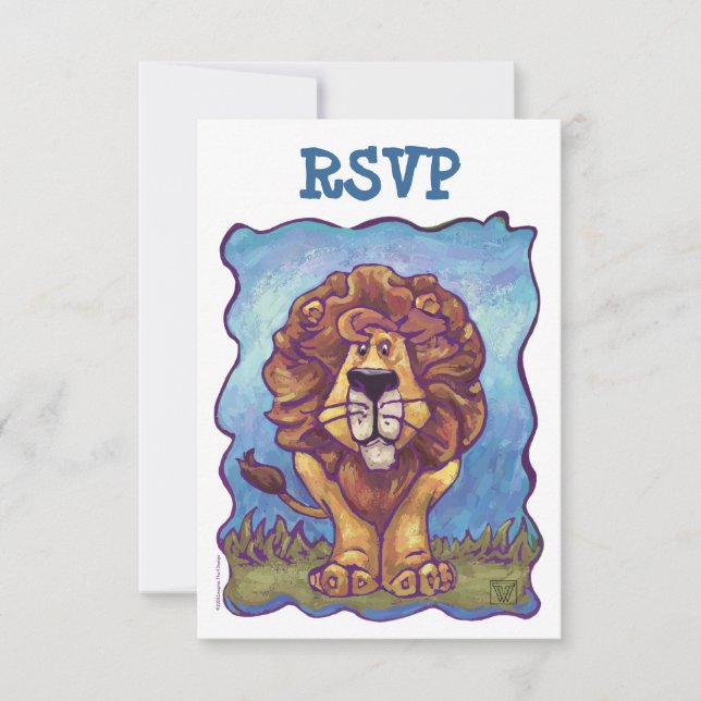 Lion Party Centre Coordinating RSVP Cards (Front)
