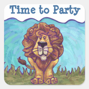 Lion Party Centre Square Sticker