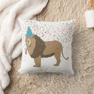 Lion Partying Animals Having a Party Cushion
