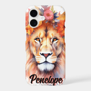Lion Pastel Flowers Safari Watercolor Savannah Cat