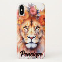 Lion Pastel Flowers Safari Watercolor Savannah Cat