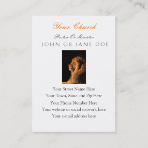 Lion Pastor or Minister Business Card - Two Sided