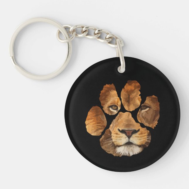 Lion Paw Print Animal Key Ring (Front)