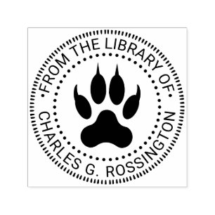 Lion Paw Print Library Book Name Self-inking Stamp