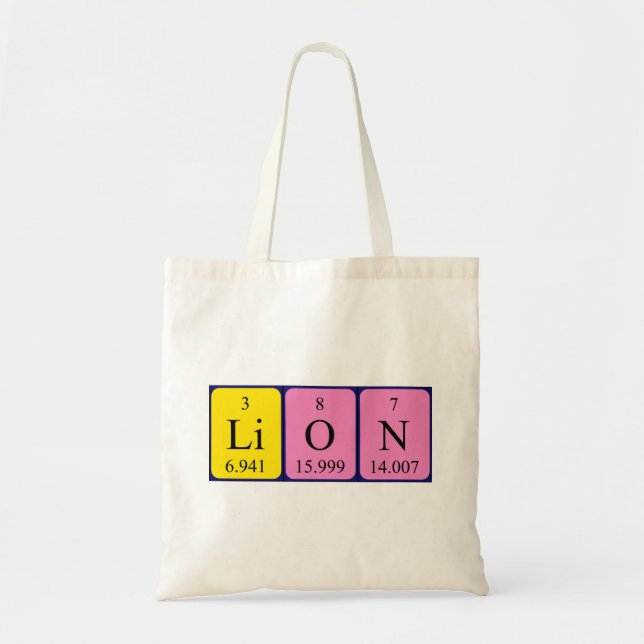 Lion periodic table name tote bag (Front)