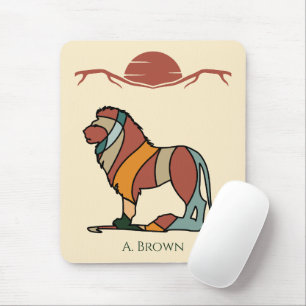 Lion Personalised Mouse Pad Name Desk Decor