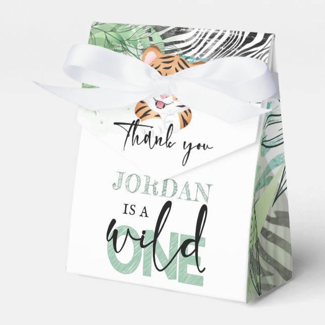 Lion Personalised Wild First Birthday Favour Box (Front Side)