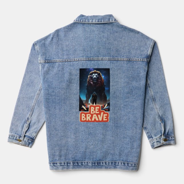 Lion Photo print Women,s custom denim jean jacket (Back)