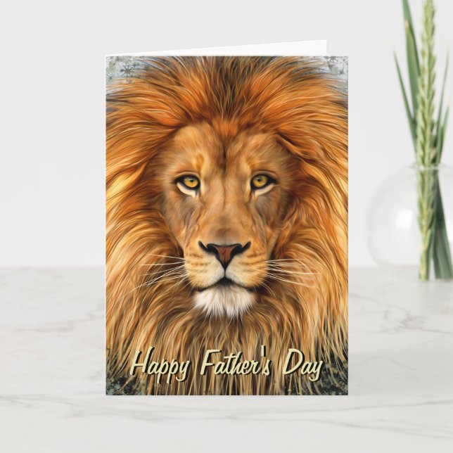 Lion Photograph Paint Art Happy Father's Day Card (Front)