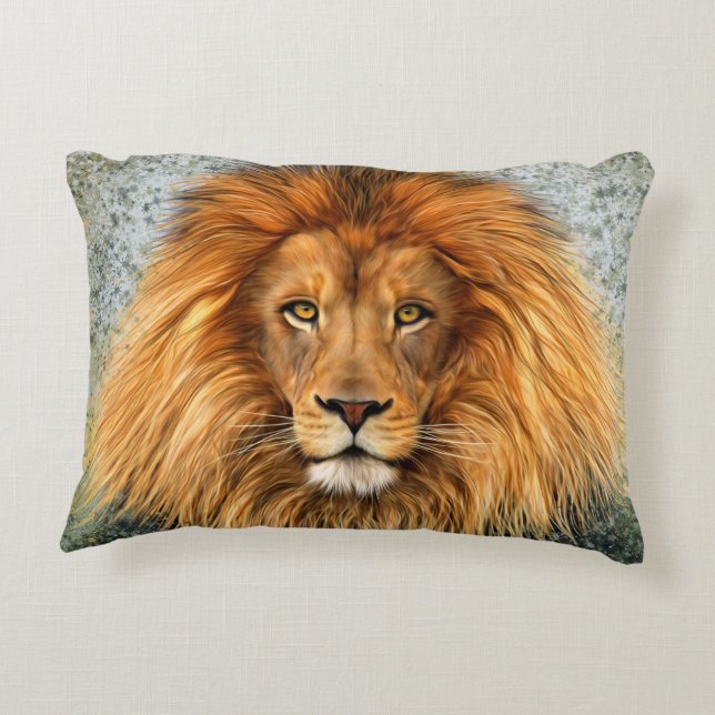 Lion Photograph Paint Art image Decorative Cushion (Back)