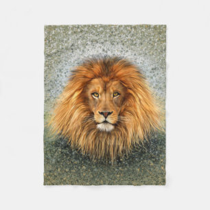 Lion Photograph Paint Art image Fleece Blanket