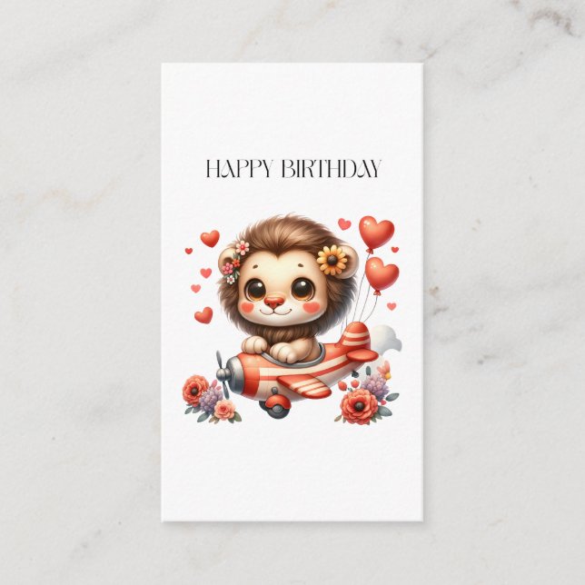 Lion Pilot Birthday Enclosure Card (Front)