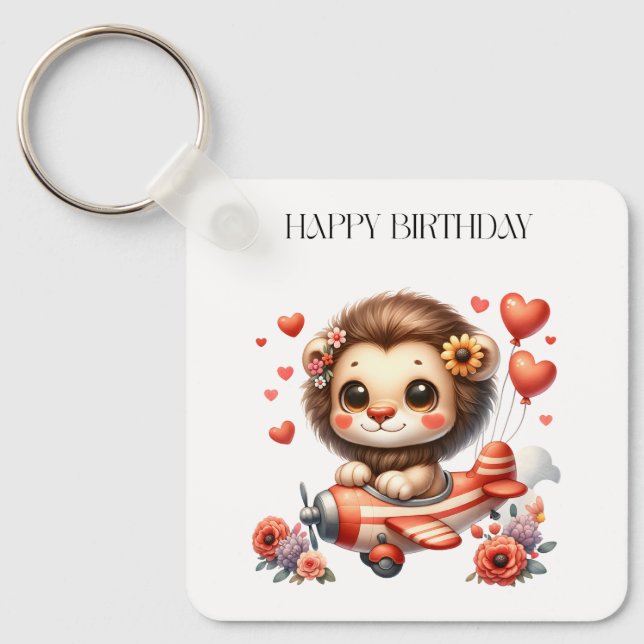 Lion Pilot Birthday Key Ring (Front)