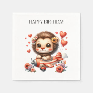 Lion Pilot Birthday Napkin