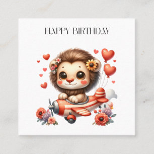 Lion Pilot Birthday Square Business Card
