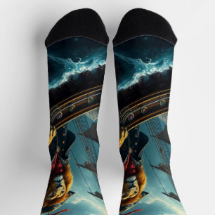 Lion Pirate Ship at Sea Socks