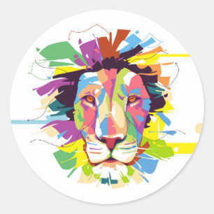 Lion pop art classic round sticker