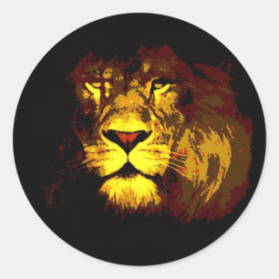 Lion Pop Art Classic Round Sticker