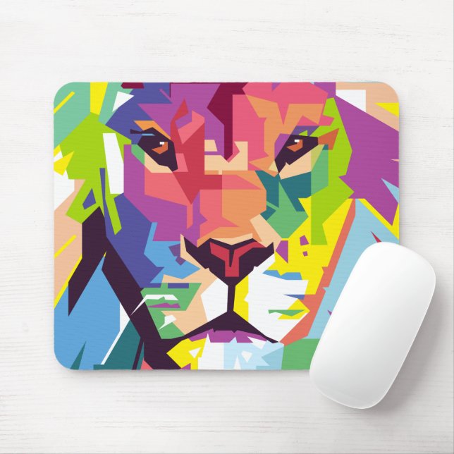 Lion | Pop Art Mouse Pad (With Mouse)