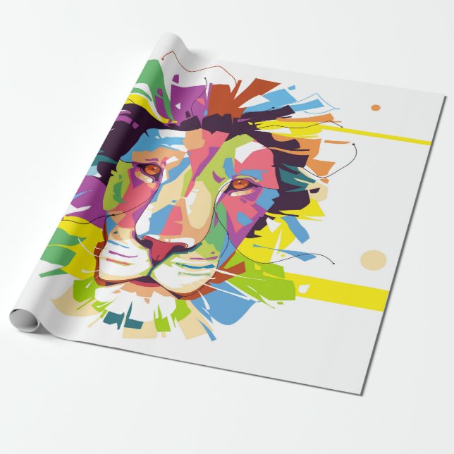  Lion pop art Wrapping Paper (Unrolled)