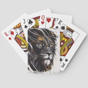 Lion Portrait Animal Painting Wildlife Adventure Playing Cards