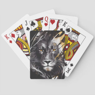 Lion Portrait Animal Painting Wildlife Adventure Playing Cards