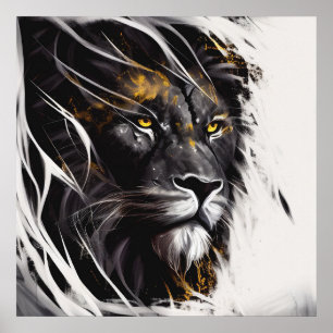 Lion Portrait Animal Painting Wildlife Adventure Poster