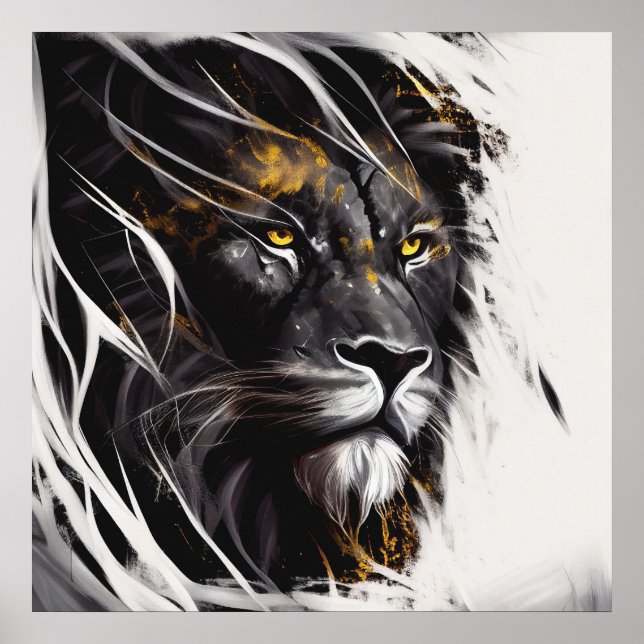 Lion Portrait Animal Painting Wildlife Adventure Poster (Front)