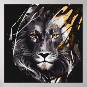 Lion Portrait Animal Painting Wildlife Adventure Poster