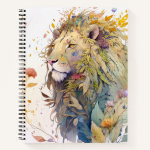 Lion Portrait Animal Painting Wildlife Forest Notebook