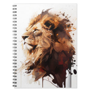Lion Portrait Animal Painting Wildlife Mountain Notebook