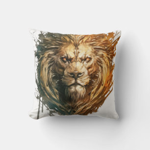 Lion Portrait Animal Painting Wildlife Outdoors Cushion