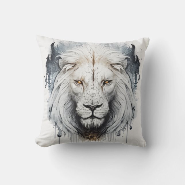 Lion Portrait Animal Painting Wildlife Outdoors  Cushion (Front)
