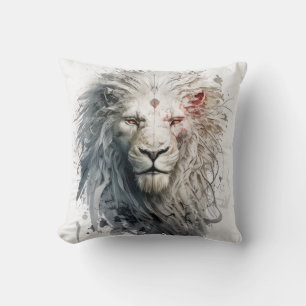 Lion Portrait Animal Painting Wildlife Outdoors Cushion