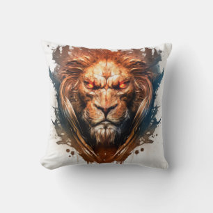 Lion Portrait Animal Painting Wildlife Outdoors Cushion
