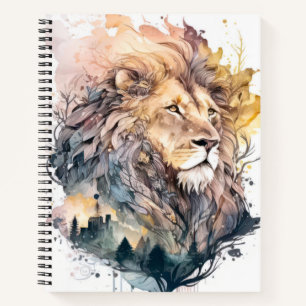 Lion Portrait Animal Painting Wildlife Outdoors  Notebook
