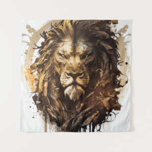 Lion Portrait Animal Painting Wildlife Outdoors Tapestry