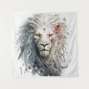 Lion Portrait Animal Painting Wildlife Outdoors Tapestry