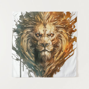 Lion Portrait Animal Painting Wildlife Outdoors Tapestry